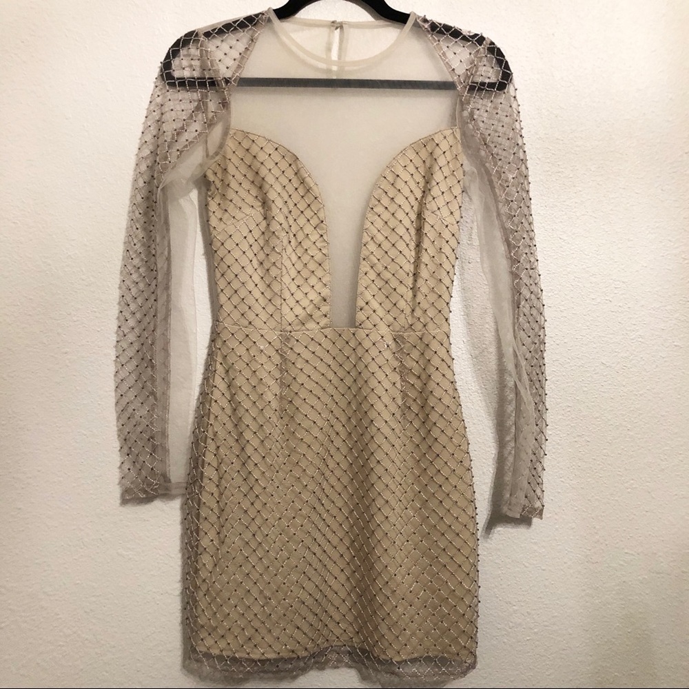 TOBI Mesh Embellished All-Over beaded dress